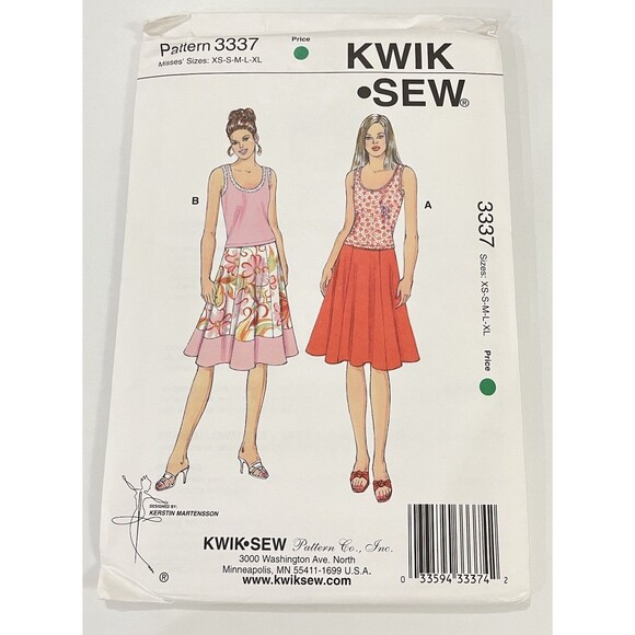 KWIK SEW PATTERN 3337 UNOPENED MISSES' SKIRTS & TOPS Designed By K. Martensson - Picture 1 of 4